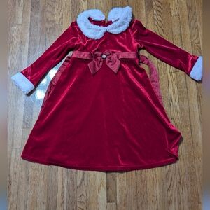 Blueberi Boulevard Girls Red Dress with White Trim
